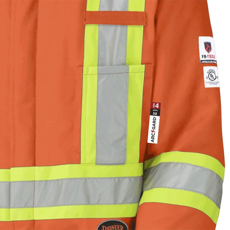 R-TECH® HI-VIS FR/ARC-RATED QUILTED SAFETY COVERALLS - HI-VIS ORANGE - Image 3