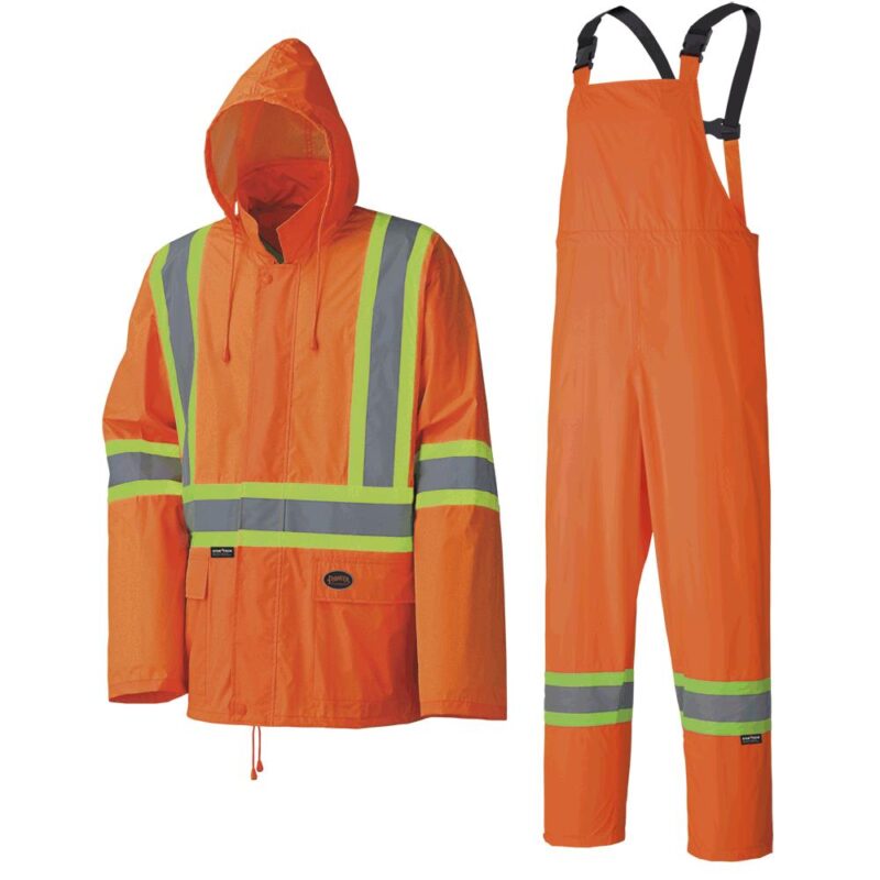 WATERPROOF LIGHTWEIGHT SAFETY RAIN SUIT - ORANGE