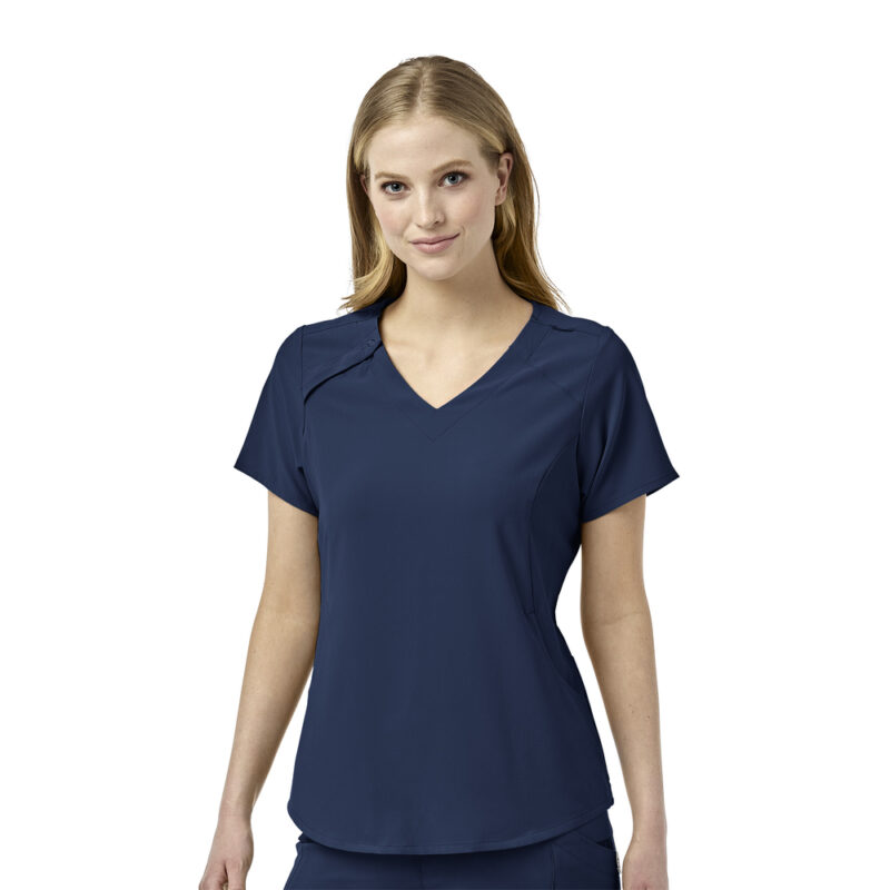 Wonderwink Hidden Zip Scrub Top - Image 5