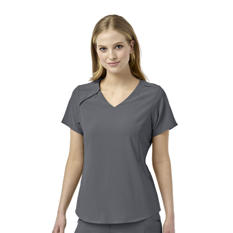 Wonderwink Hidden Zip Scrub Top - Image 6