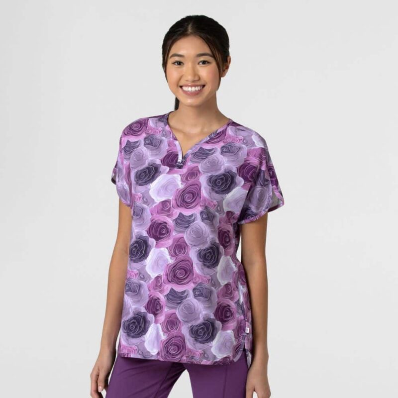 WonderWink Fashion Prints Women's Dolman Print Scrub Top - Grace Bouquet