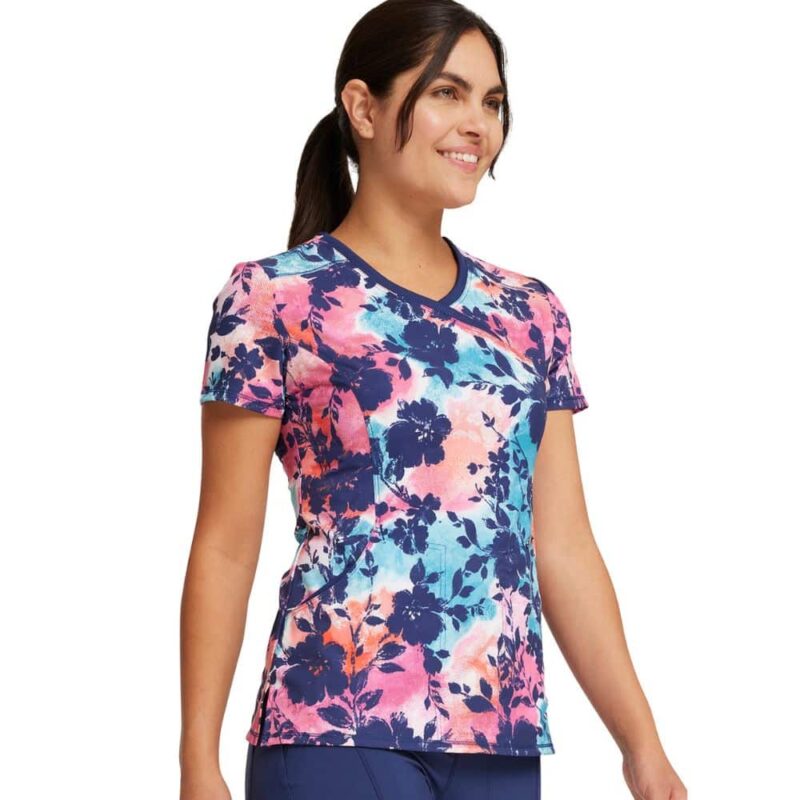 Cherokee Mock Print Wrap Top in Artistic Blooms