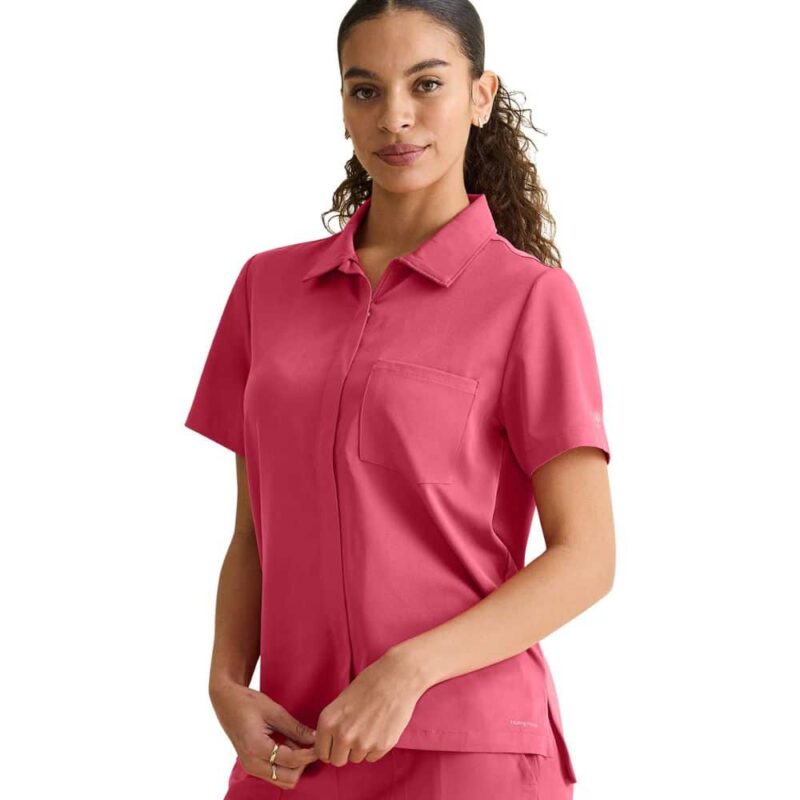 Healing Hands Kassie Hidden Zip Front Collar Shirt