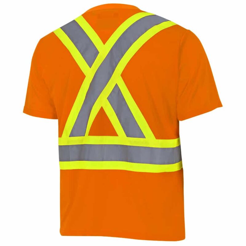 Hi-Vis Bird's-Eye Safety T-Shirt - Hi-Vis Orange - Image 2