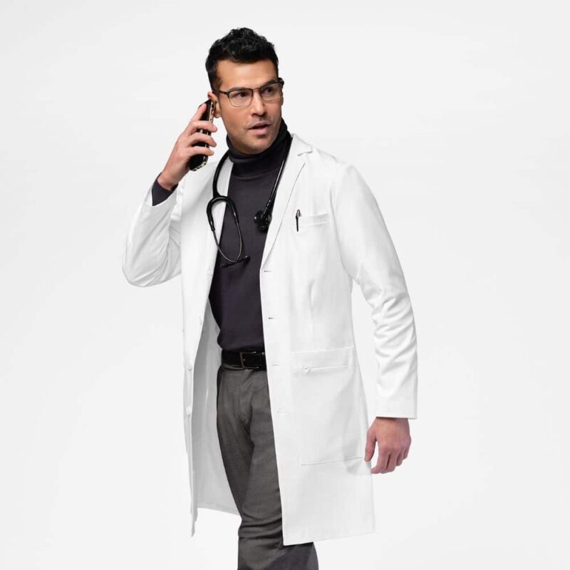 Wonderwink Slate Men's 38 Inch Doctors Coat - Image 8