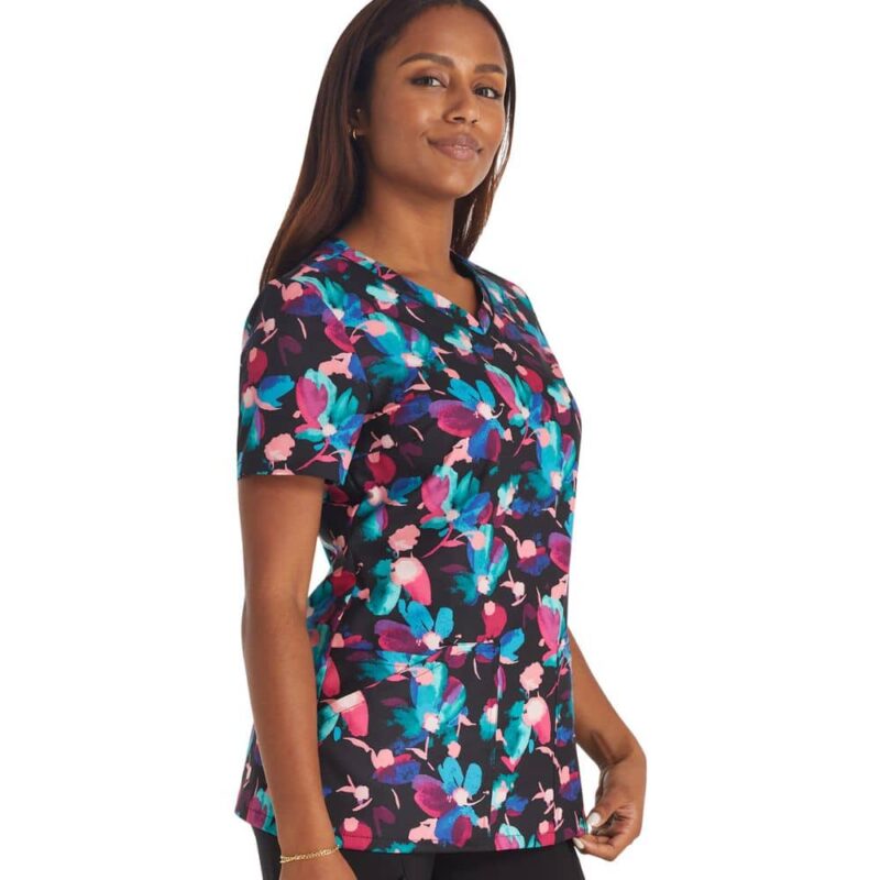 Cherokee V-Neck Print Top in Brushing Blooms