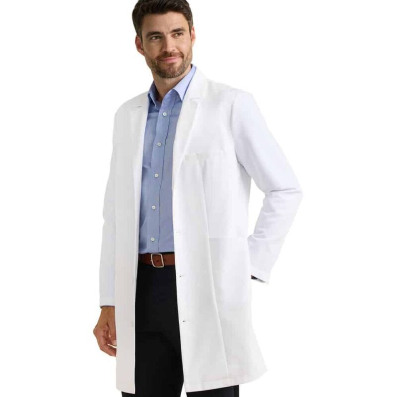 Lawrence Men's 37" Lab Coat in White - Image 2