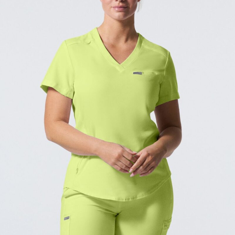 LT101 - 2-Pocket V-Neck Scrub Top in Citron