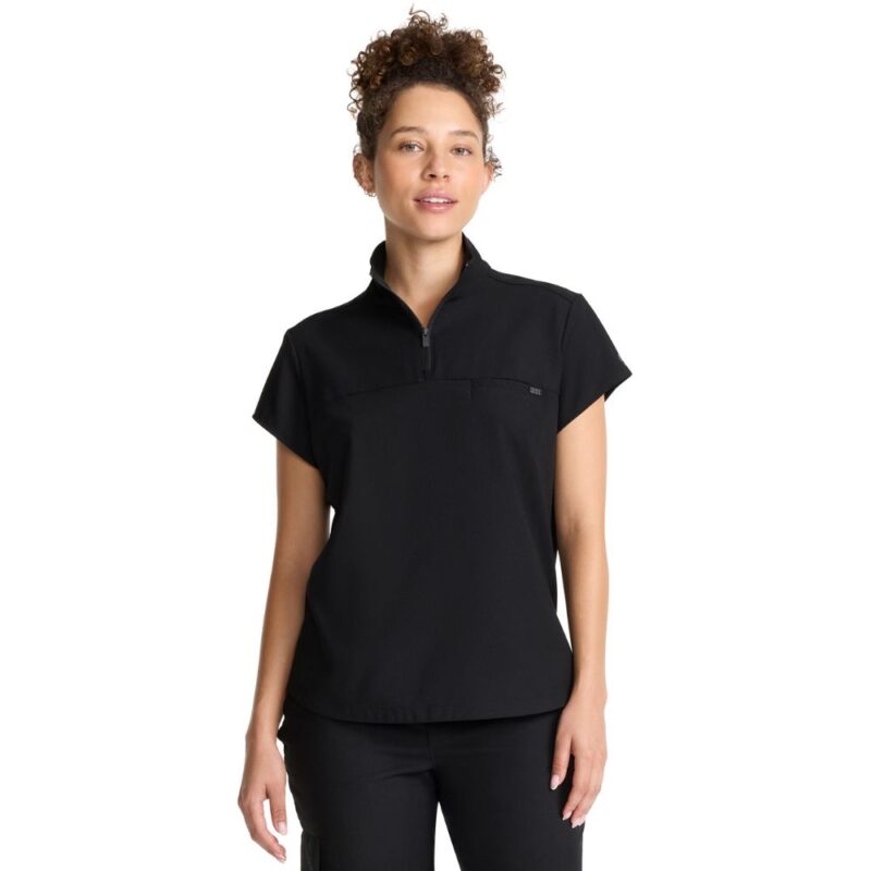 Healing Hands Women's Partial Zip Stand Collar Top - Image 13