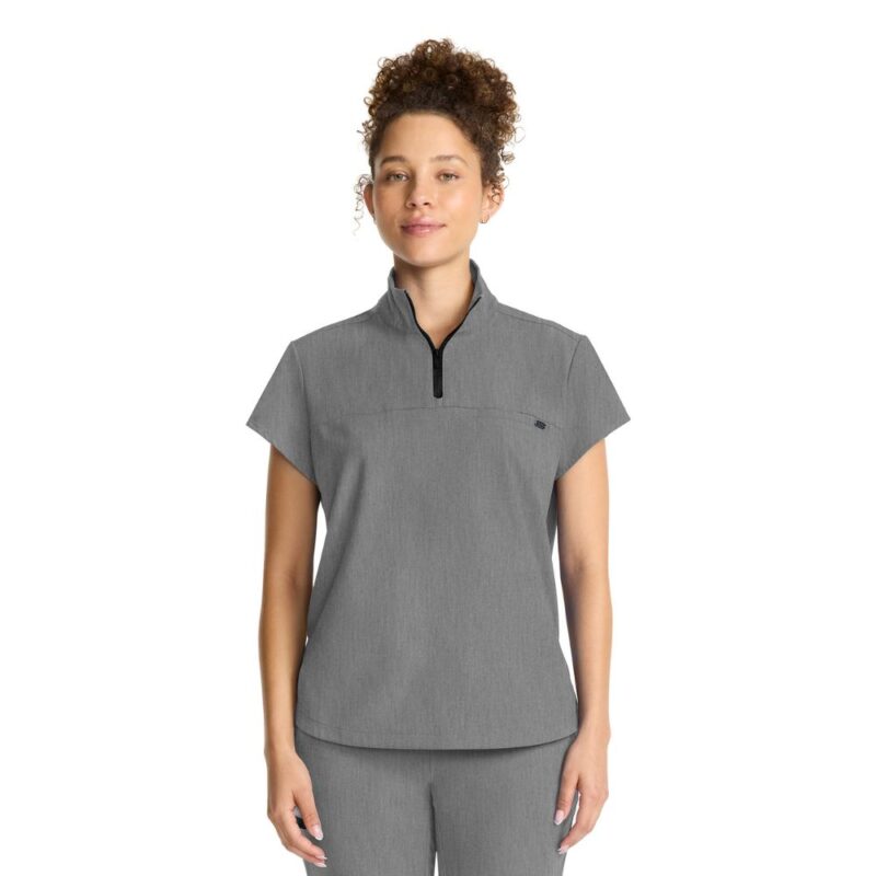 Healing Hands Women's Partial Zip Stand Collar Top - Image 10
