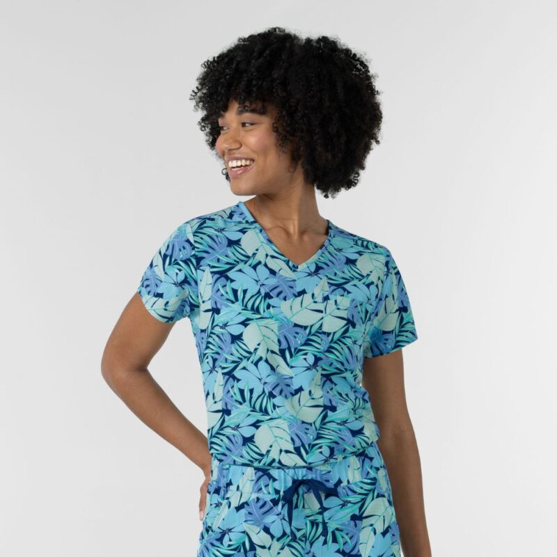 Wonderwink Fashion Prints Women's 1-Pocket Tuck-in Print Scrub Top