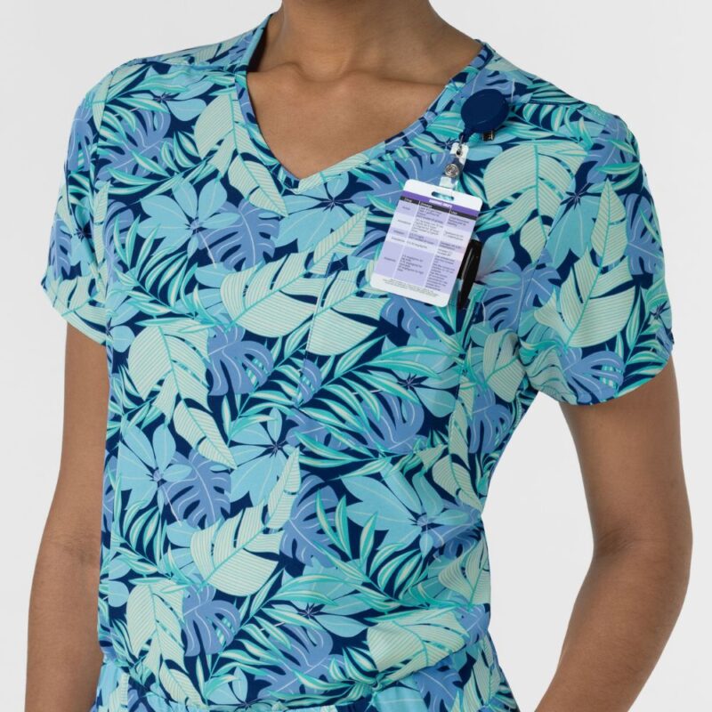 Wonderwink Fashion Prints Women's 1-Pocket Tuck-in Print Scrub Top - Image 5
