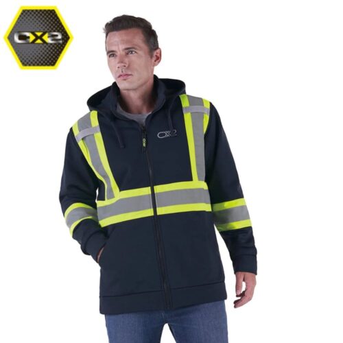 CS01380 - Hi-Vis Full Zip Hooded Sweatshirt w/ Detachable Hood