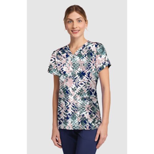 Dickies V-Neck Print Top in TRIBAL TIE DYE