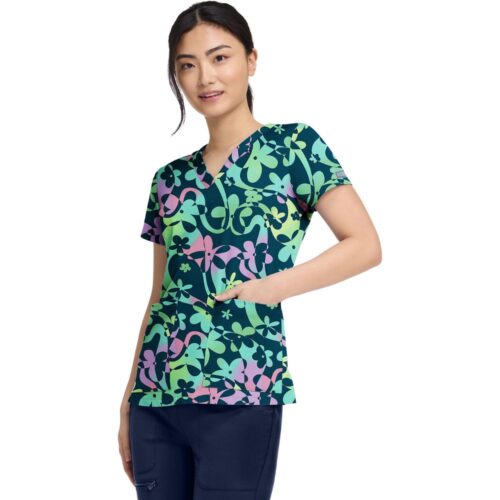 MedCouture V-Neck Print Top in DIZZY DAISY