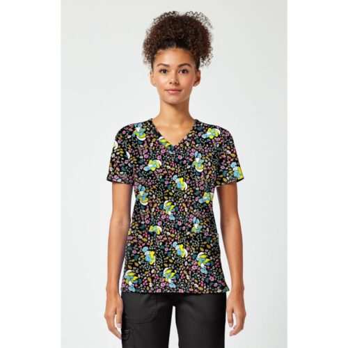 TOONIFORMS Print V-Neck Top in Smurfette's Garden