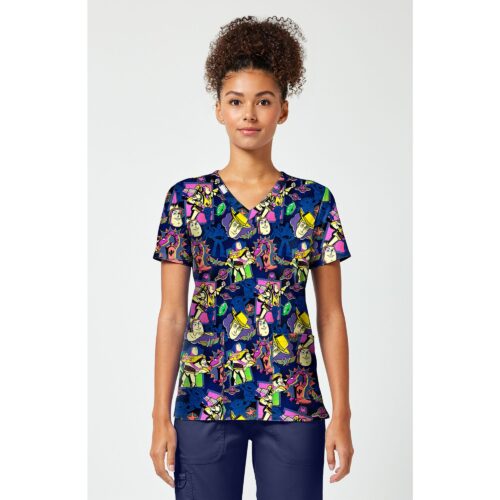 TOONIFORMS Print V-Neck Top in Toy Story Comic Story
